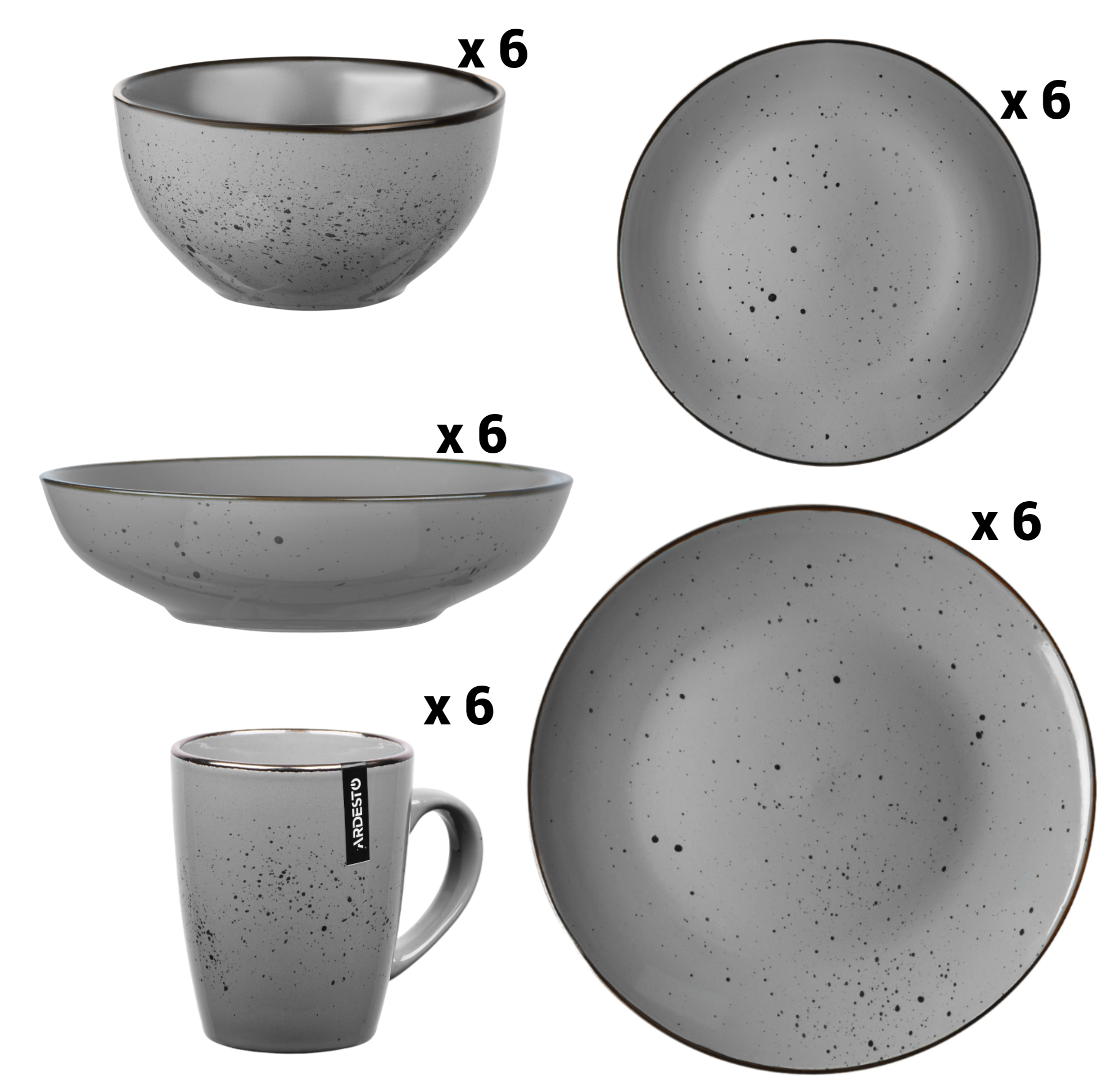 Сервиз столовой посуды Ardesto Bagheria 30 предметов 6 персон каменная керамика Серый - фото 3 Сервиз столовой посуды Ardesto Bagheria 30 предметов 6 персон каменная керамика Серый - фото 3