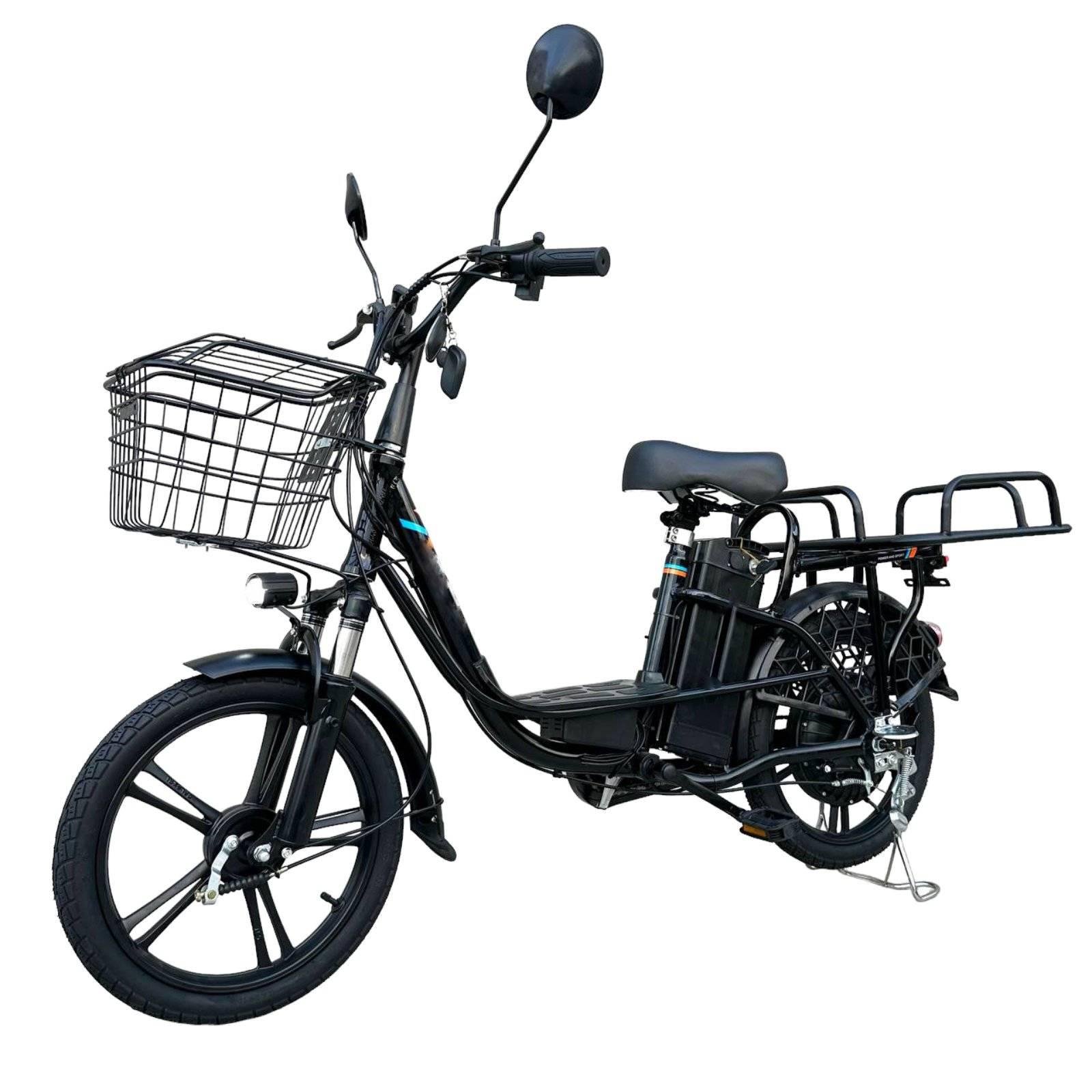 Электровелосипед Minako U18 двухместный 18" 600 W/48 V/18 Ah с грузовым усиленным багажником Черный