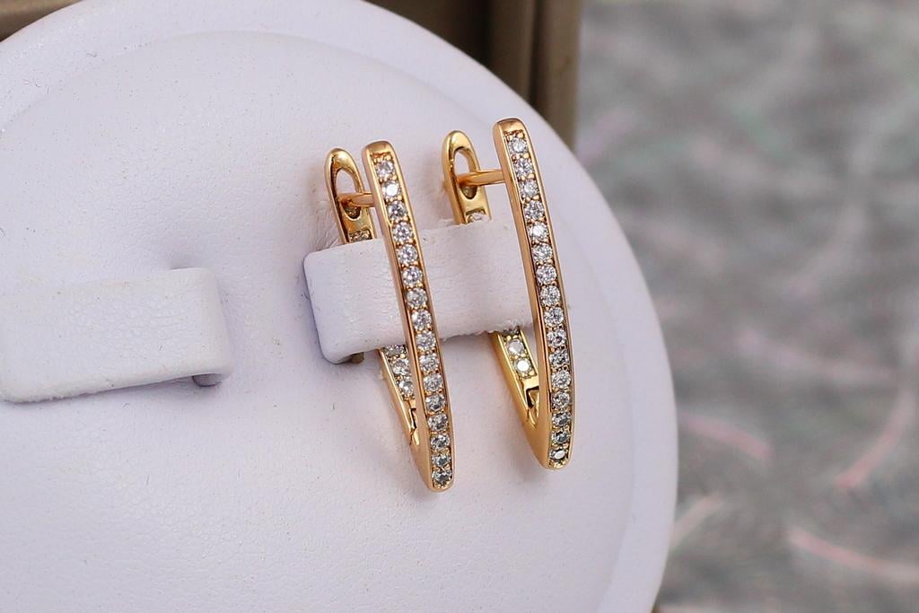 Серьги Xuping Jewelry дорожки стрела с камешками на передней и задней стенке 2,4 см Золотистый (29657547)