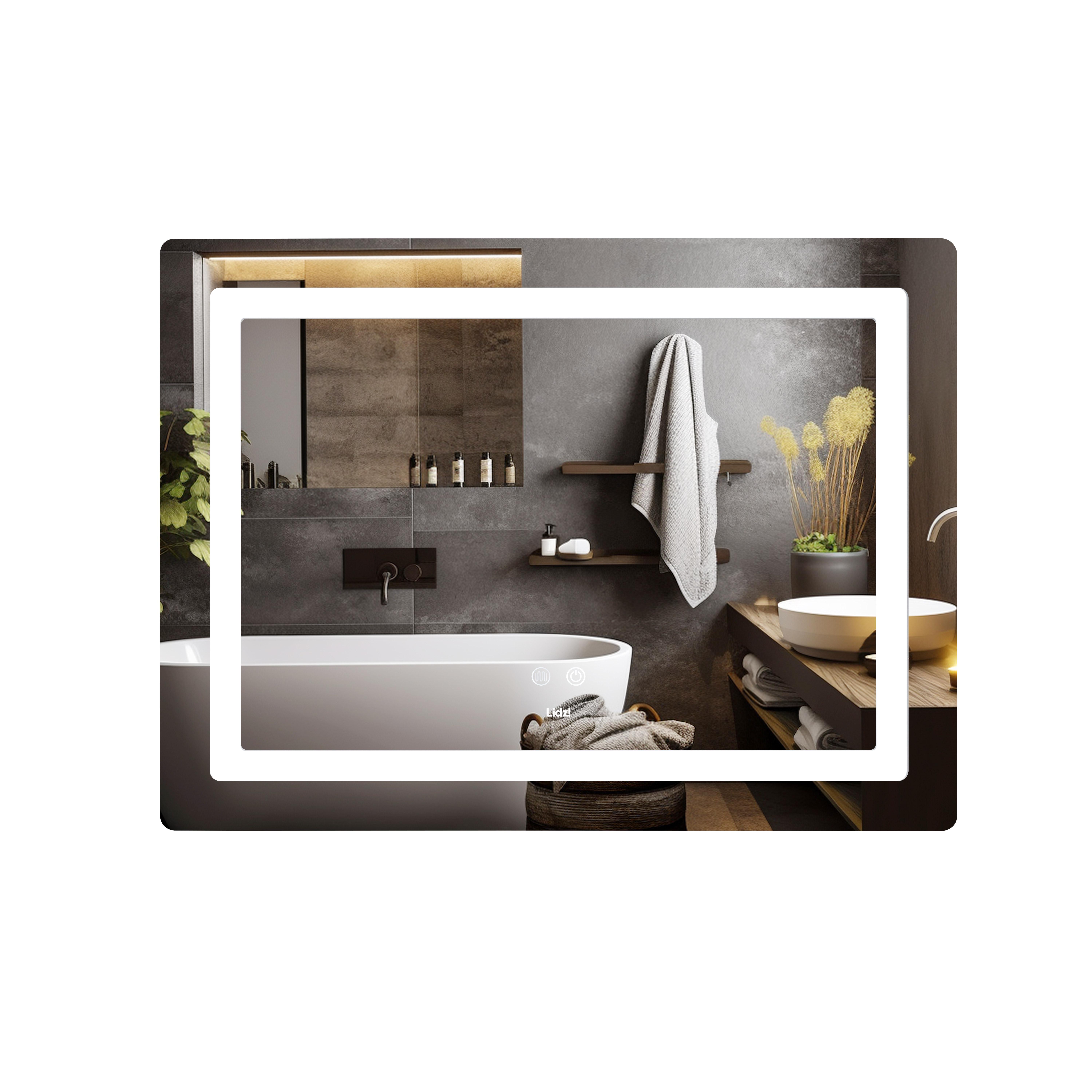 Зеркало Lidz Kubis KU2 Touch LED-подсветка с антизапотеванием/диммером/регулятором яркости 800х600 мм (LD78LF904708048446)