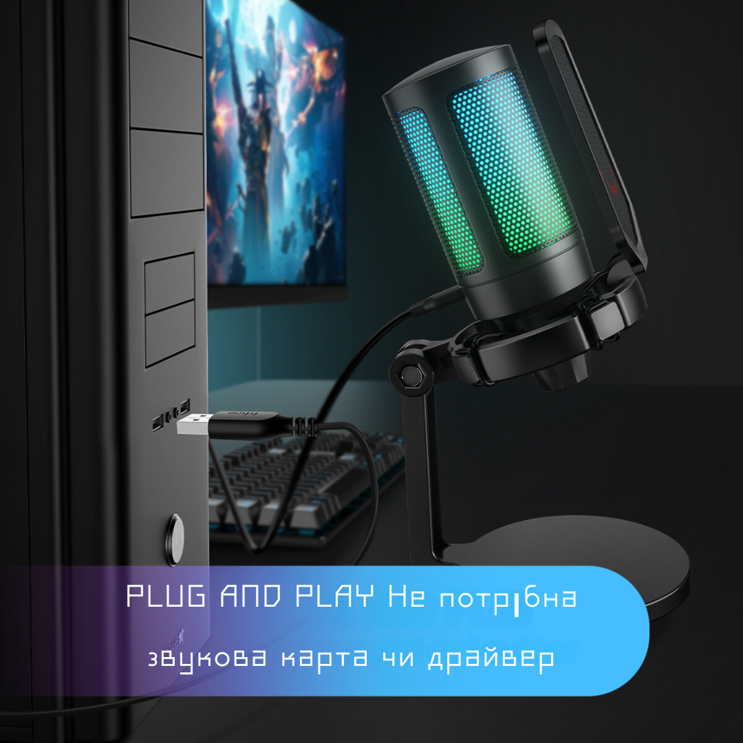 Микрофон конденсаторный Fifine AmpliGame A6neo игровой с подсветкой (2333222156) - фото 3