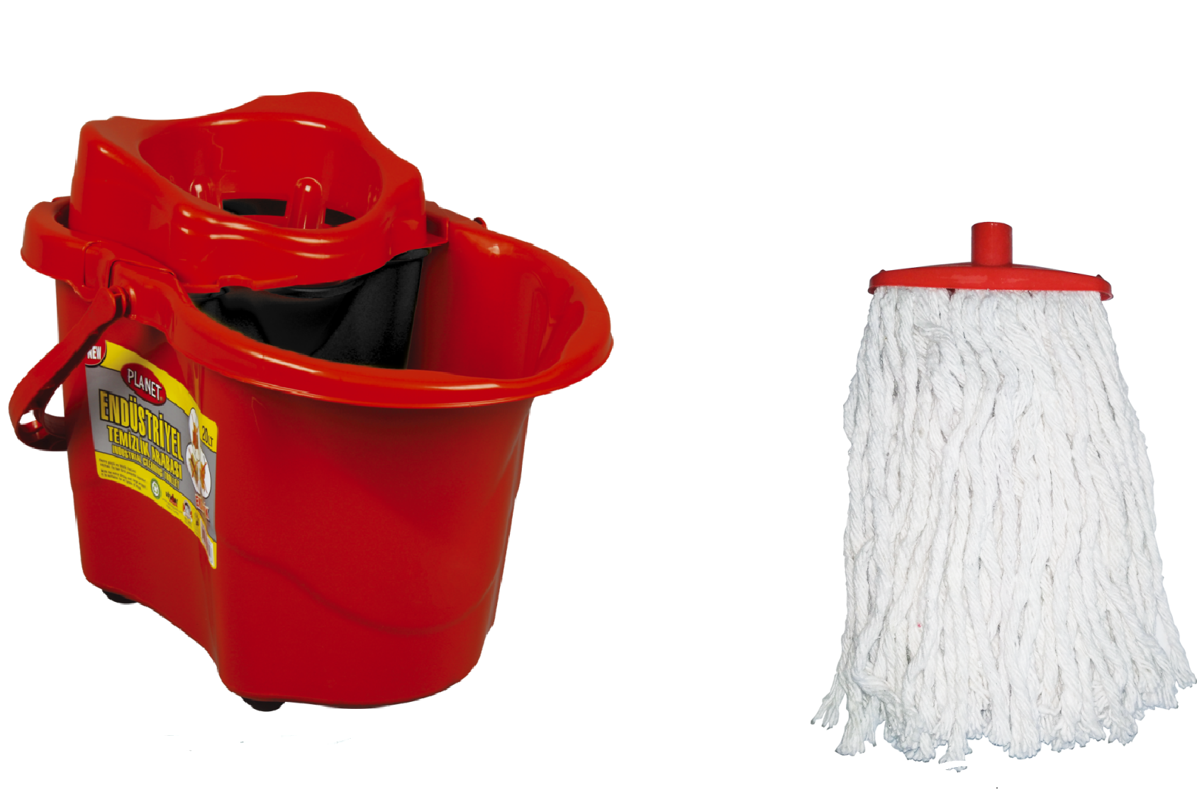 Відро для прибирання Planet 20 л промислове та 2 насадки Червоний (68611)