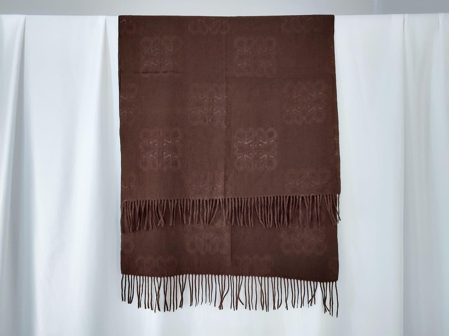 Шарф теплый кашемировый с бахромой 180х70 см Коричневый (ШарфКаш94)