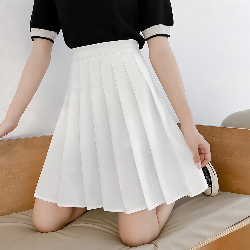 Юбка в складку с шортиками удлиненная M Белый (16409195) - фото 2