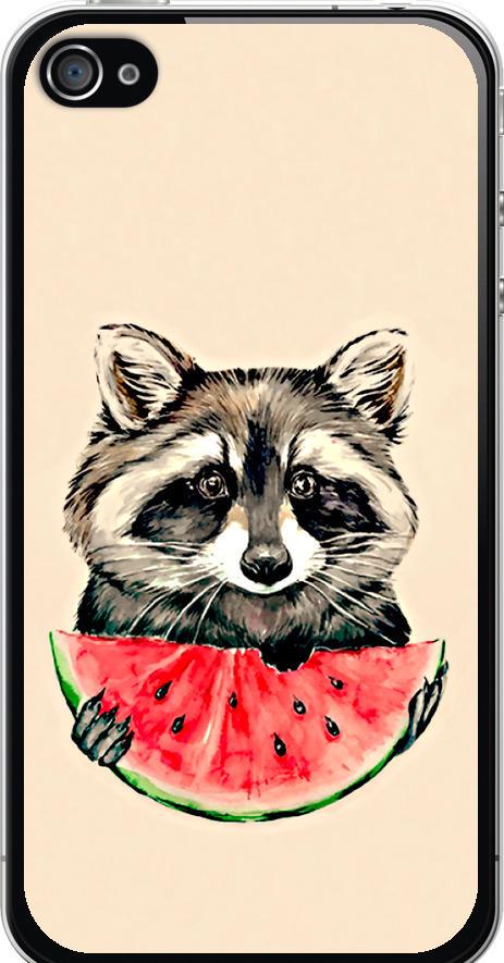 Чехол на iPhone 4 Енотик с арбузом (4605u-15-42517)