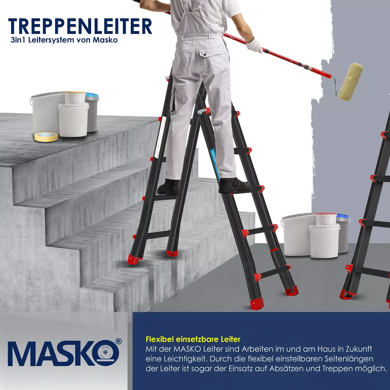 Стремянка телескопическая MASKO Черный (2431304912) - фото 5 Стремянка телескопическая MASKO Черный (2431304912) - фото 5