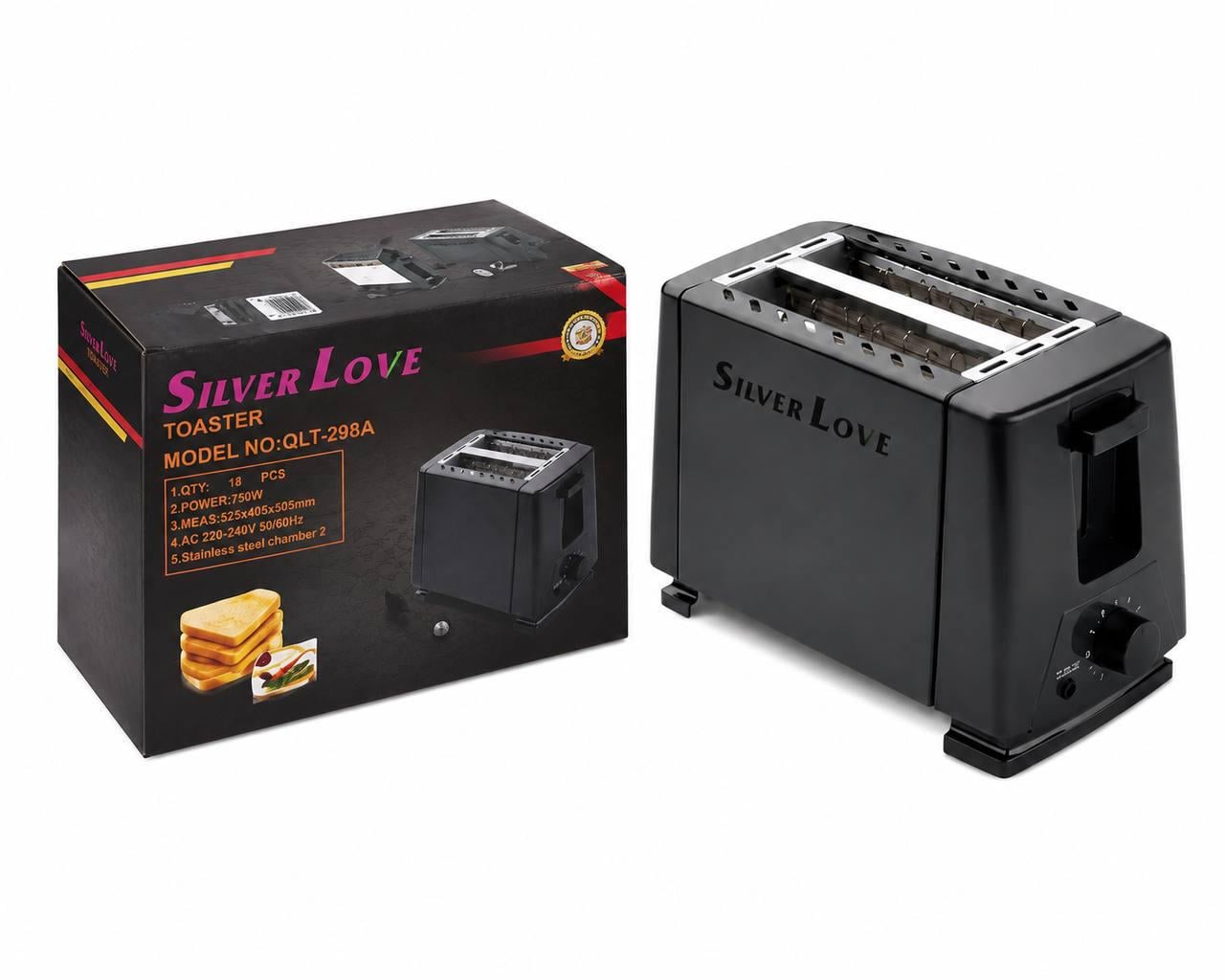 Тостер Silver Love QLT-298A 750W на 2 ломтика с регулировкой степени обжарки Тостер Silver Love QLT-298A 750W на 2 ломтика с регулировкой степени обжарки
