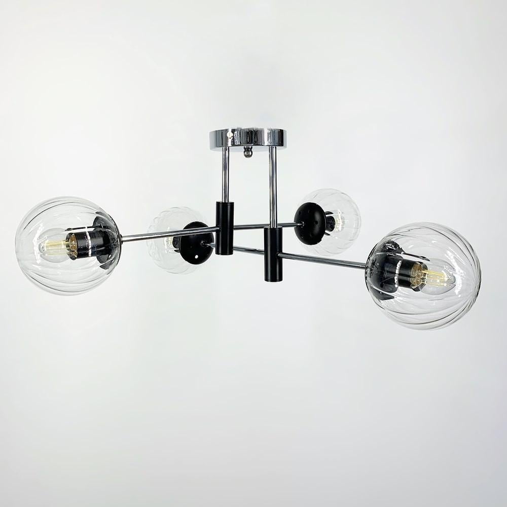 Люстра стельова на 4 прозорих плафони Ø 60 см Хром (51797/4 CH+BK+CL) - фото 1 Люстра стельова на 4 прозорих плафони Ø 60 см Хром (51797/4 CH+BK+CL) - фото 1