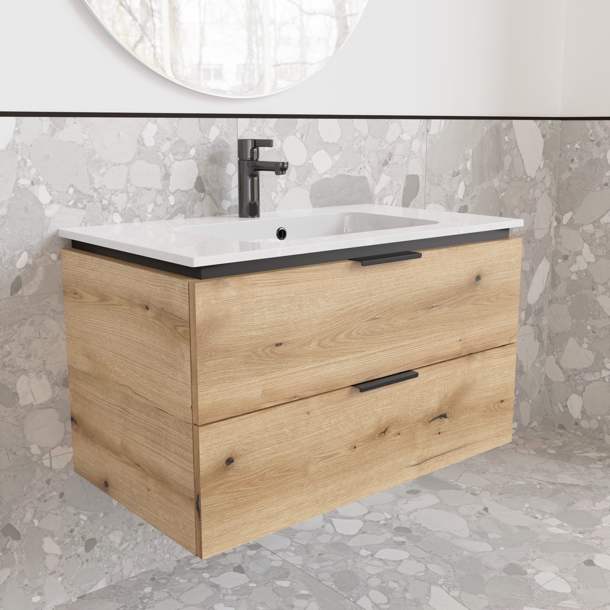 Тумба підвісна з раковиною MVK Vostok Icon 70 В2 700х450х530 мм Дуб Евок (p270alb) - фото 2 Тумба підвісна з раковиною MVK Vostok Icon 70 В2 700х450х530 мм Дуб Евок (p270alb) - фото 2