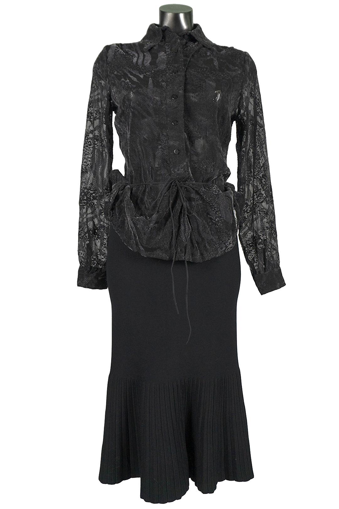 Блузка жіноча Lowett LW-116667-14 з органзи з баскою р. 48 Чорний (17852458) - фото 6 Блузка жіноча Lowett LW-116667-14 з органзи з баскою р. 48 Чорний (17852458) - фото 6