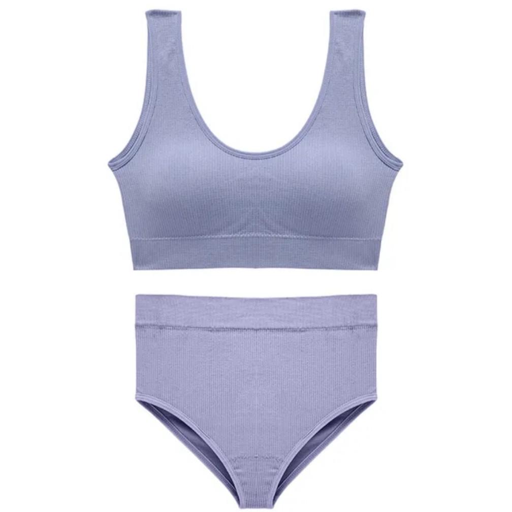 Комплект нижнего белья в рубчик S/M Лиловый (1440) - фото 2