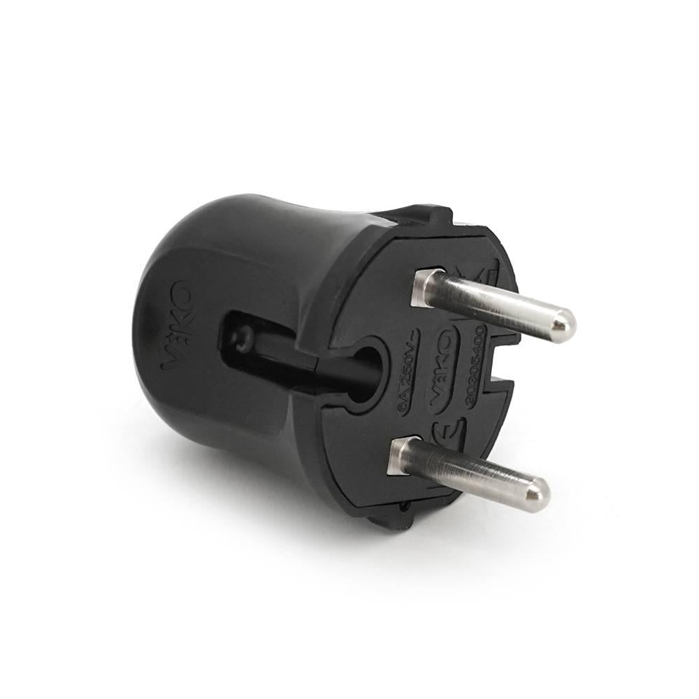 Вилка VIKO без заземлення mimoza ПВХ 7,5А 260V Black (37371)