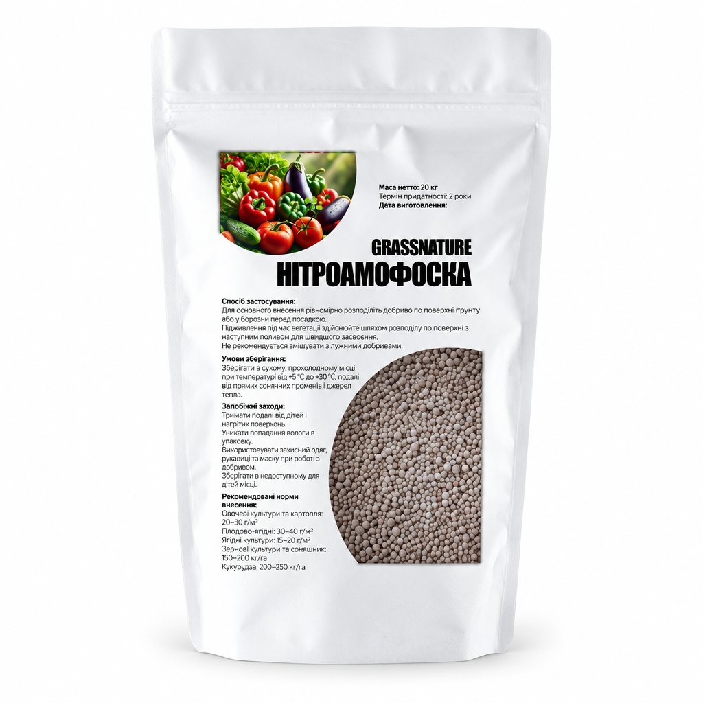 Удобрение минеральное комплексное GrassNature Нитроаммофоска NPK 16-16-16 20 кг (38470516)