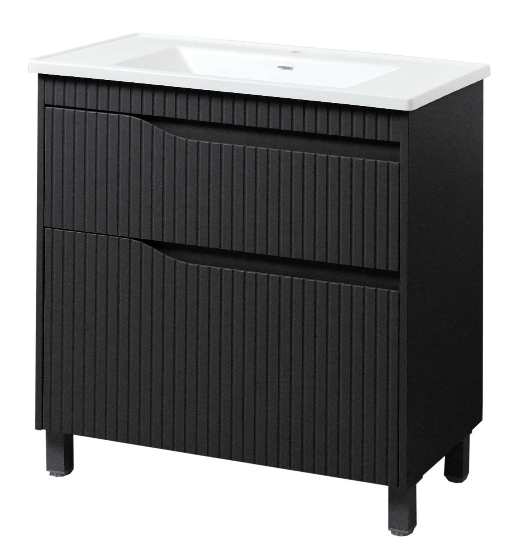 Тумба ЮВВИС Florence ТНБ-2 Д с умывальником Канте 80 см Антрацит матовый (UVV134)