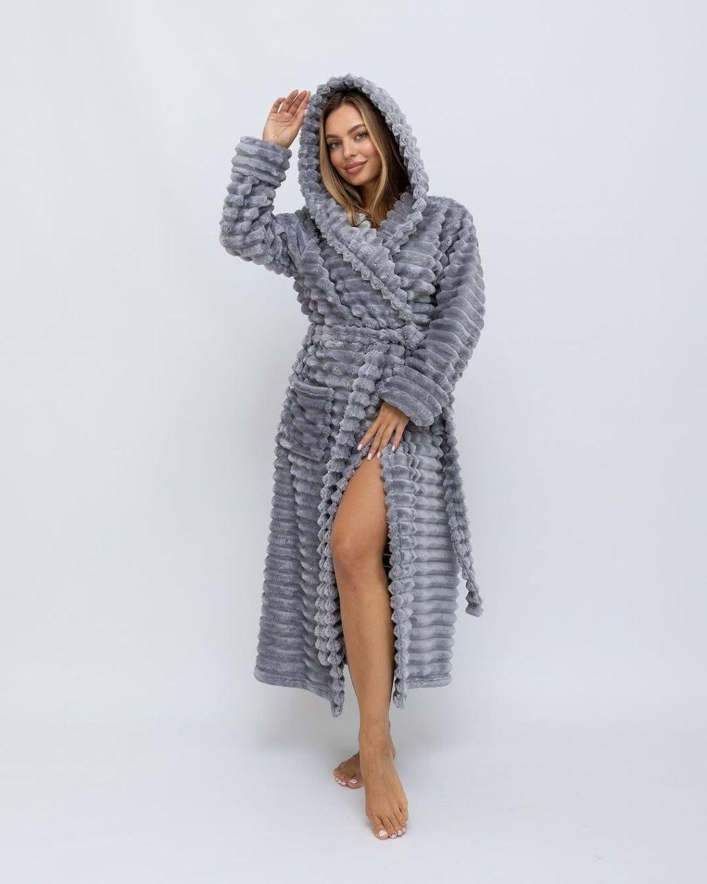Халат женский махровый L Серый (Д-Al-sharpey-halat-017)