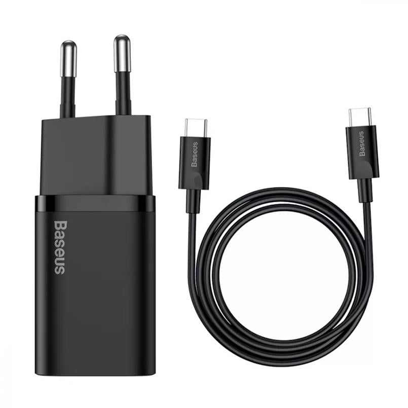 Зарядное устройство сетевое BASEUS Super Silicone PD Charger 25W 1Type-C/Cable Type-C to Type-C 3A 1 м Black (31915 black)