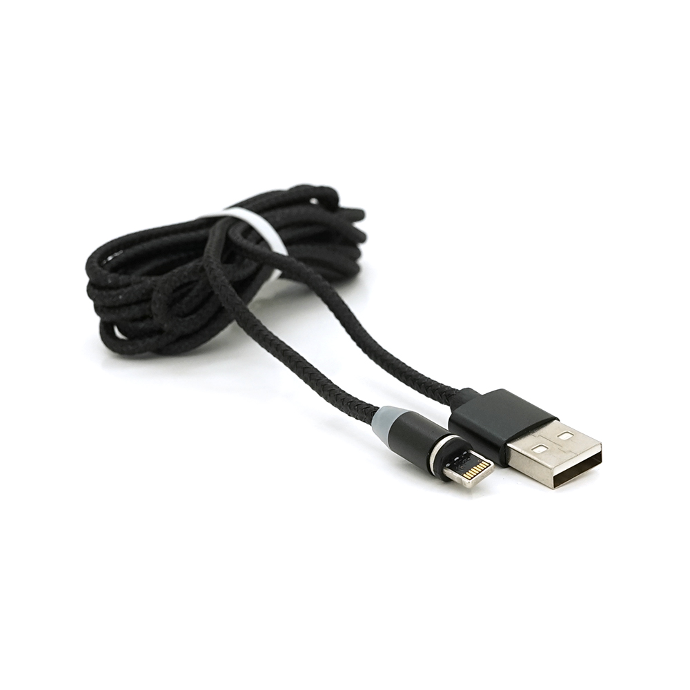 Кабель магнитный PiPo USB 2,0 /Lighting 2А тканевая оплетка бронированный съемник 2 м Black (YUT_V4806)
