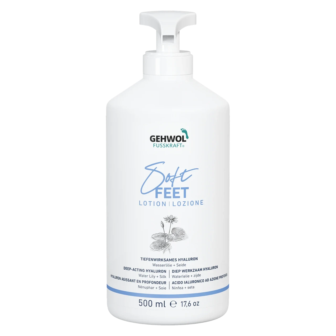 Лосьон Gehwol Soft Feet Lotion Водяная лилия и шелк с гиалуроновой кислотой 500 мл