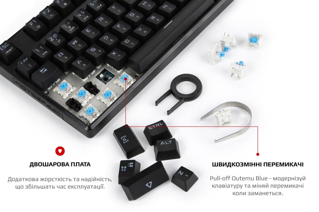 Клавиатура механическая Motospeed CK107 из Outemu Blue RGB USB Черный (620251) - фото 6 Клавиатура механическая Motospeed CK107 из Outemu Blue RGB USB Черный (620251) - фото 6