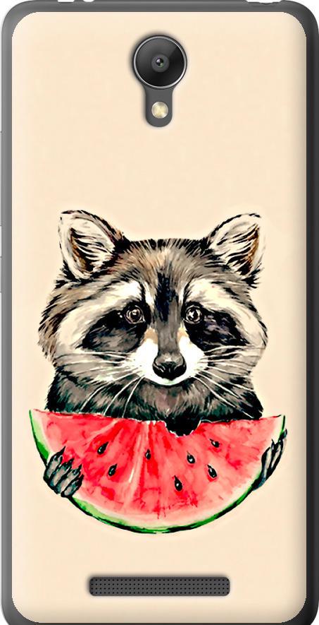 Чехол на Xiaomi Redmi Note 2 Енотик с арбузом (4605t-96-42517)