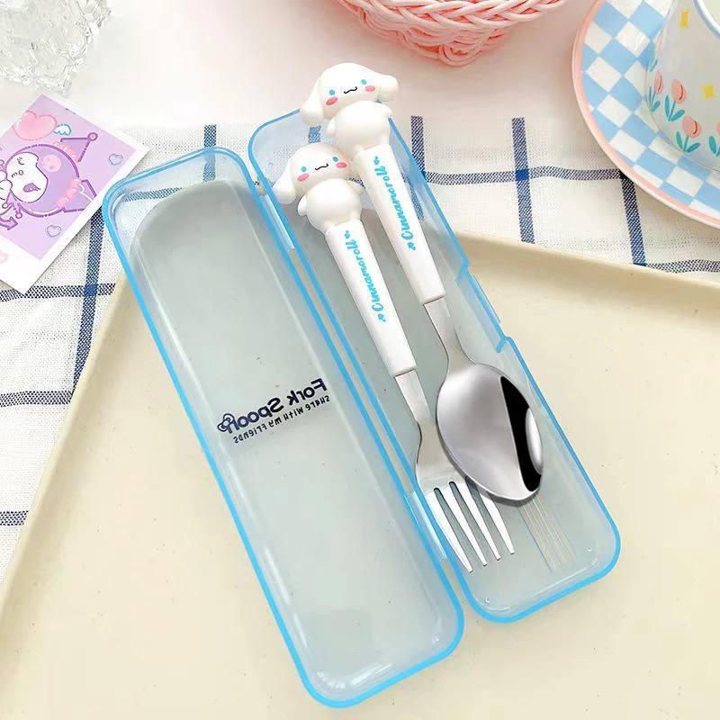 Набір дитячих столових приборів Cinnamoroll ложка/виделка з контейнером для зберігання Білий (2514179006)