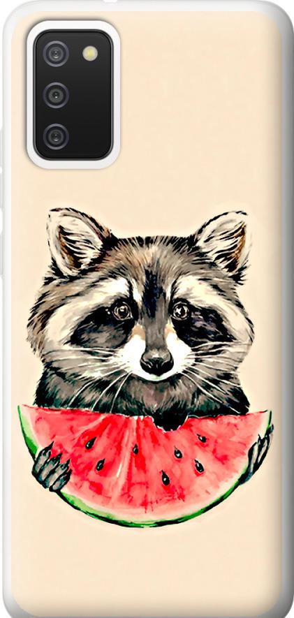 Чохол на Samsung Galaxy A02s A025F Єнотик з кавуном (4605u-2203-42517)