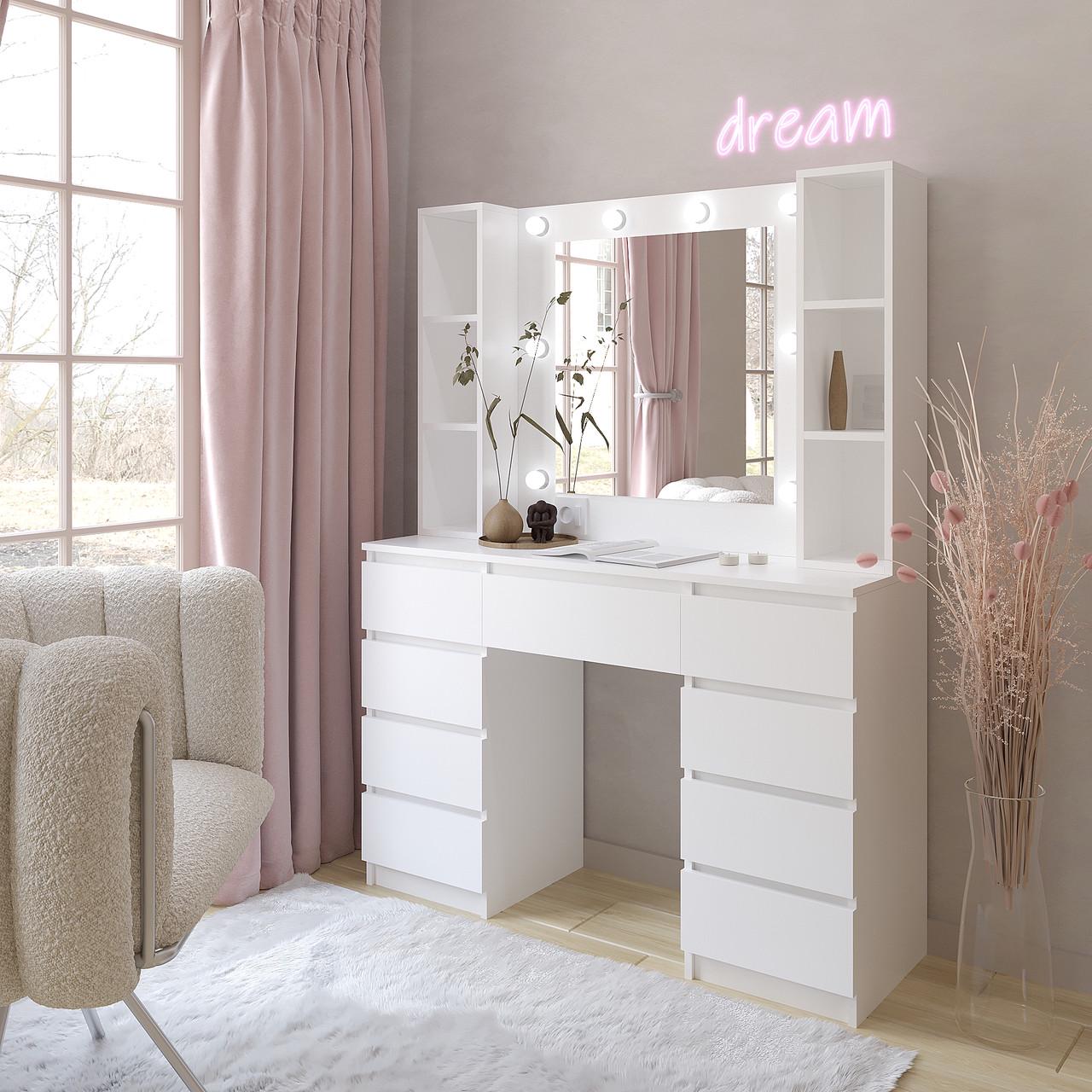 Туалетний столик New and Classic з підсвічуванням 1600х1200х400 мм Білий