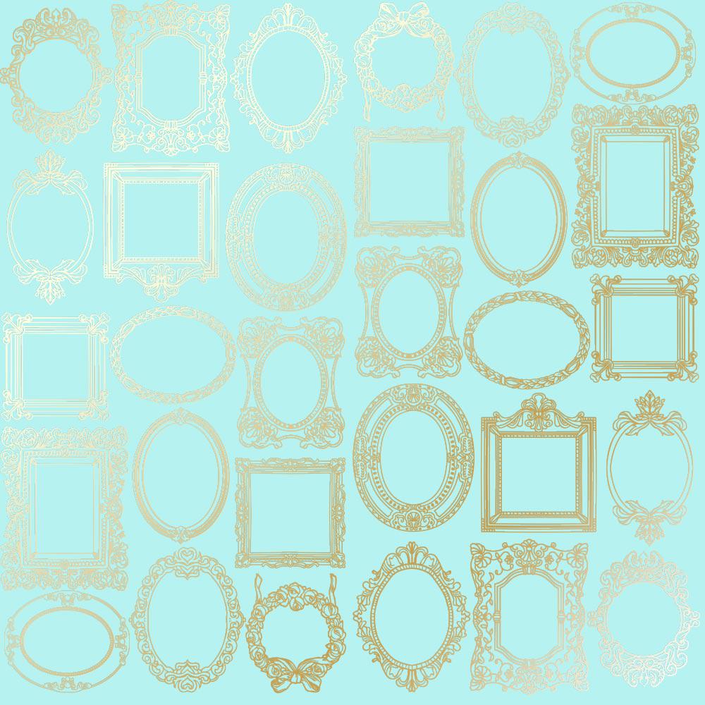 Лист бумаги односторонний Golden Frames с фольгированием 30,5х30,5 см Turquoise