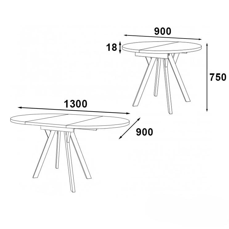 Стіл кухонний розкладний RoMax Lite Slide Loft 90x80 см Біла Аляска/Чорний - фото 4