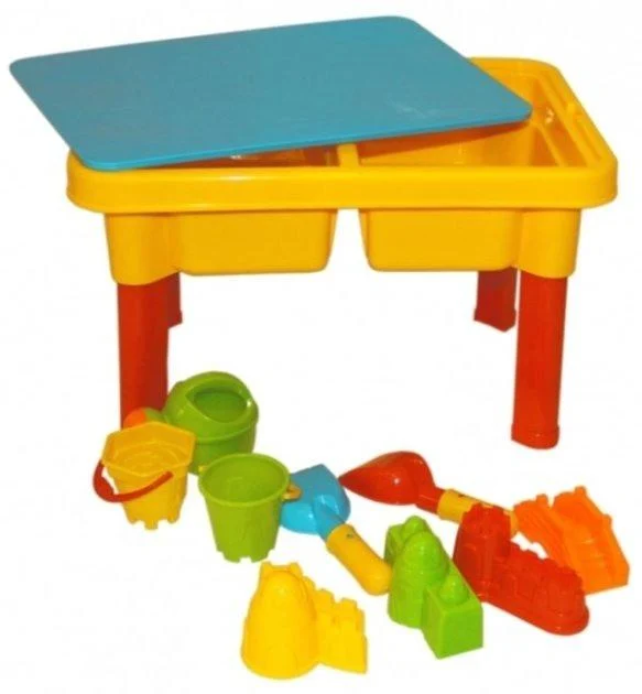 Столик песочница 2в1 Bambi M 0831 с набором куличей для игры с водой и песком Желтый (2897351180)