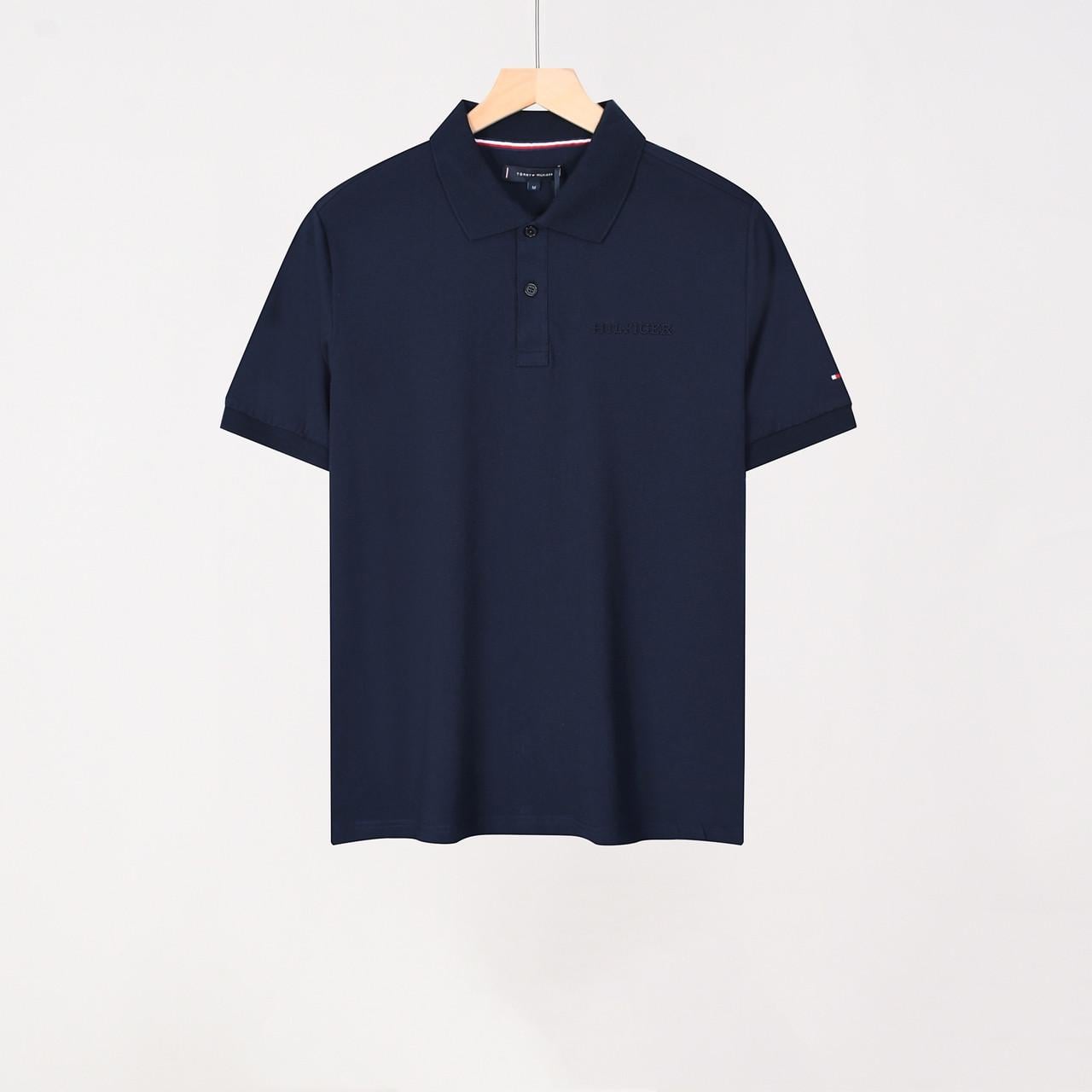 Футболка мужская поло в стиле Tommy Hilfiger с вышитым логотипом Tonal Embroidery Logo XL Темно-синий (TH12001.15XL)