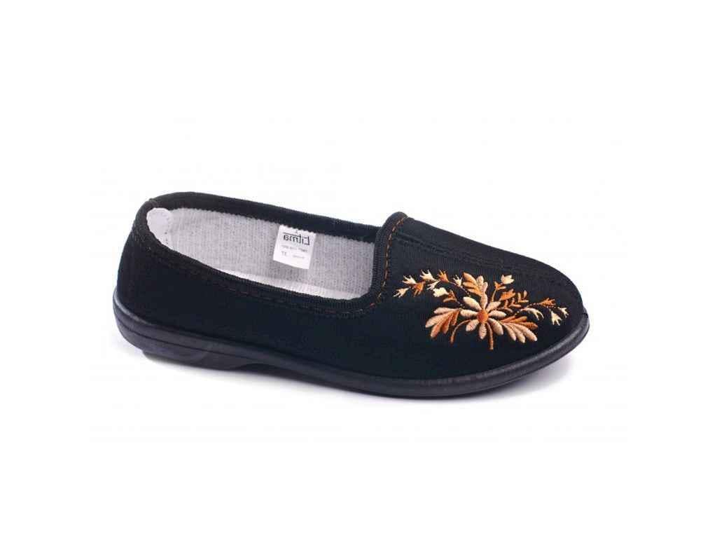 Тапочки домашние женские Litma Цветы трикотаж р. 35 Черный (1091941)