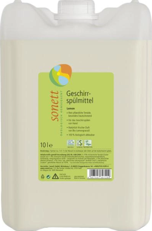 Засіб для миття посуду Sonett органічний з ефірною олією лимонника концентрат 10 л (DE3072)