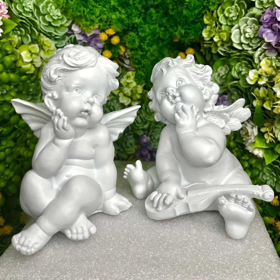 Комплект фігур Янгол зі скрипкою 16x16x13 см та Ельфінка 17x14x12 см (29614599)