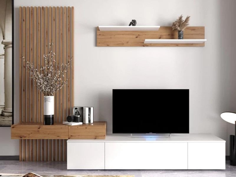 Гостиная стенка комплект Gerbor Ребекка из ламинированной ДСП Плюс Дуб артизан/Нимфеа альба (20006511)