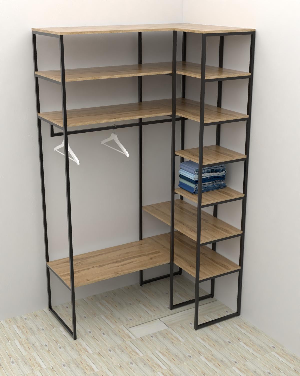 Стеллаж гардеробный EcoLoft Корвей DSP-1457-1 в стиле лофт Дуб Аппалачи (34712512)