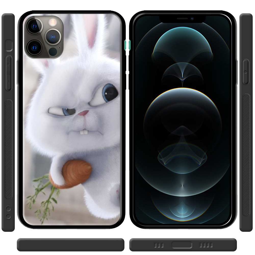 Чехол Boxface iPhone 12 Pro Rabbit Snowball Черный силикон со стеклом (41086-up1116-41127) - фото 2