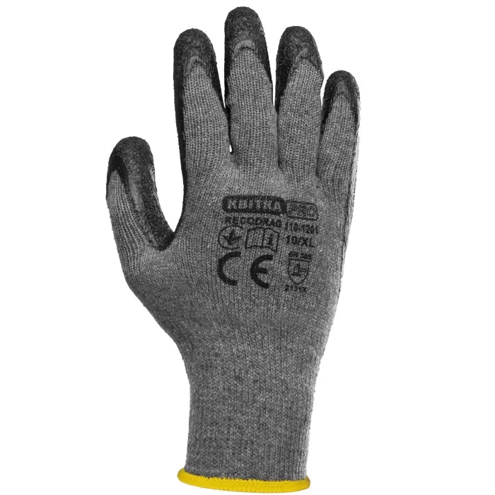 Перчатки трикотажные КВИТКА PRO Recodrag Expert с латексным покрытием 10» Серый (110-1201-10-IND)