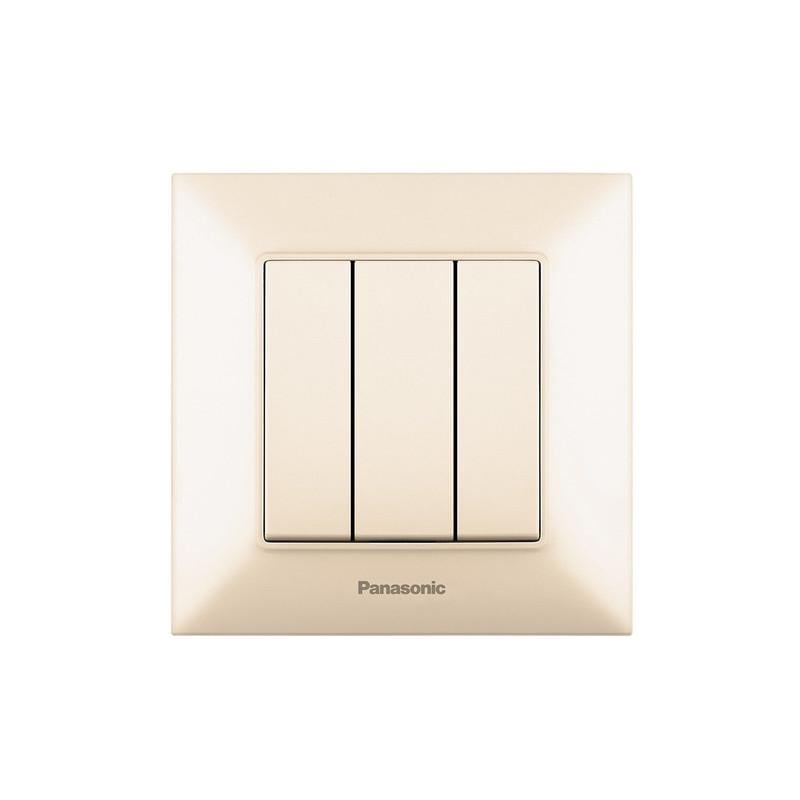 Выключатель трехклавишный Panasonic Arkedia Slim с рамкой ABS кремовый (WNTC00152BG-UA1) Выключатель трехклавишный Panasonic Arkedia Slim с рамкой ABS кремовый (WNTC00152BG-UA1)