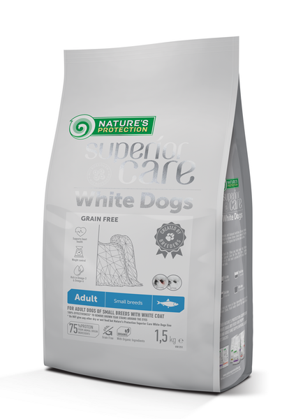 Корм сухий беззерновий Nature's Protection Superior Care White Dogs Grain Free Herring Small для дорослих собак малих порід (NPSC47440)