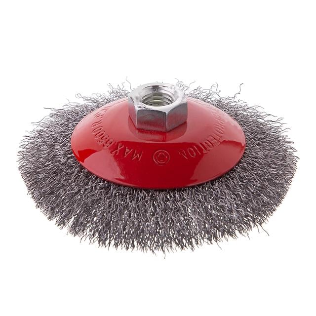 Щітка конусна Intertool 115 мм для УШМ М14 кручений дріт (BT-5115)