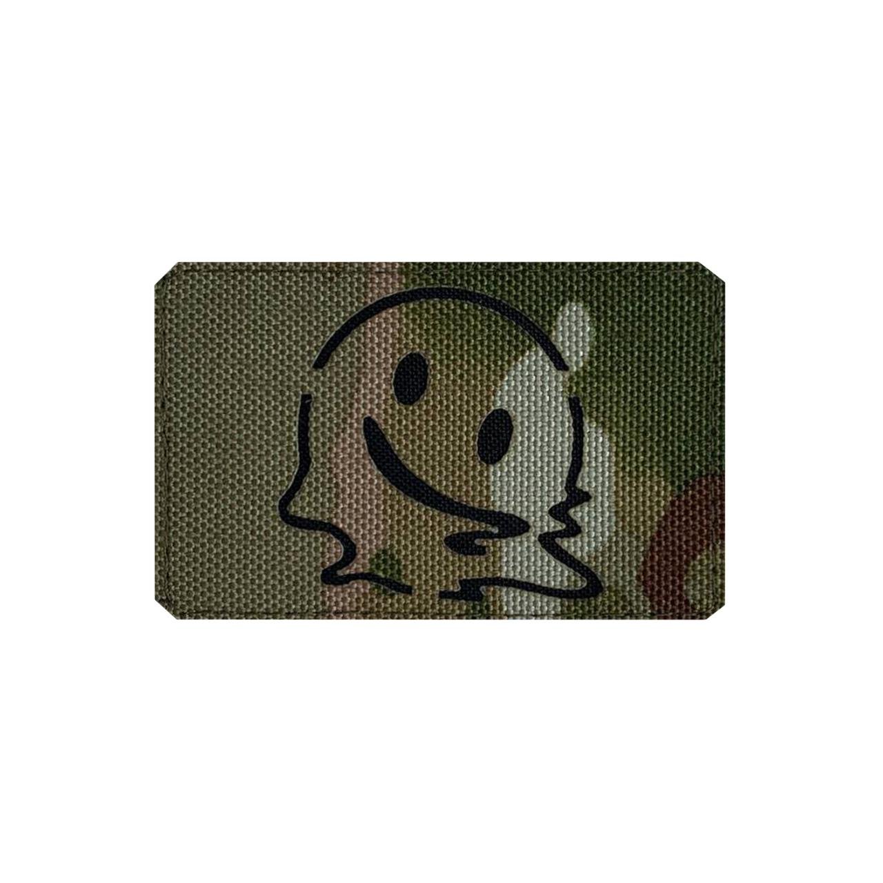 Шеврон на липучке Laser Cut Смайлик плавится 5х8 см Мультикам/Черный