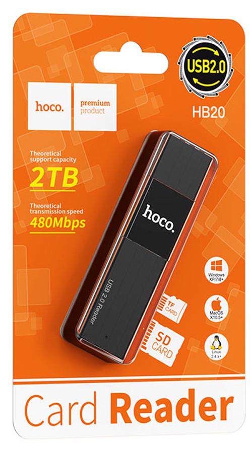 Картридер HOCO Mindful HB20 USB 2.0 SD/TF Черный (207713) - фото 5