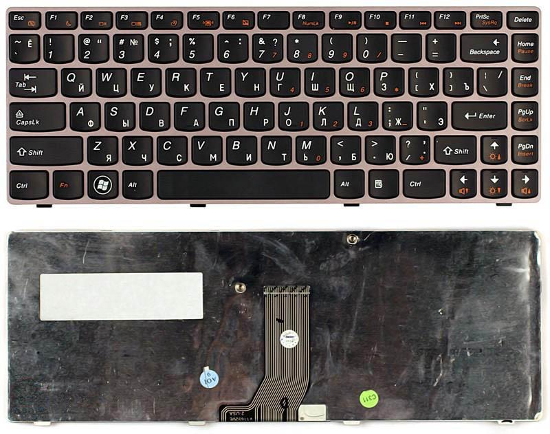 Клавиатура для ноутбука Lenovo IdeaPad Z470/G470Ah/G470GH/Z370 Gray Frame Black