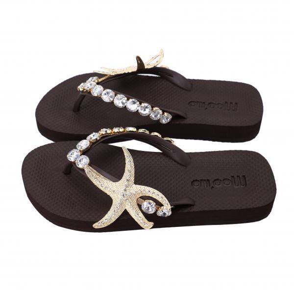 Вьетнамки женские Mooilo р. 39 Коричневый (Dark-brown-star)