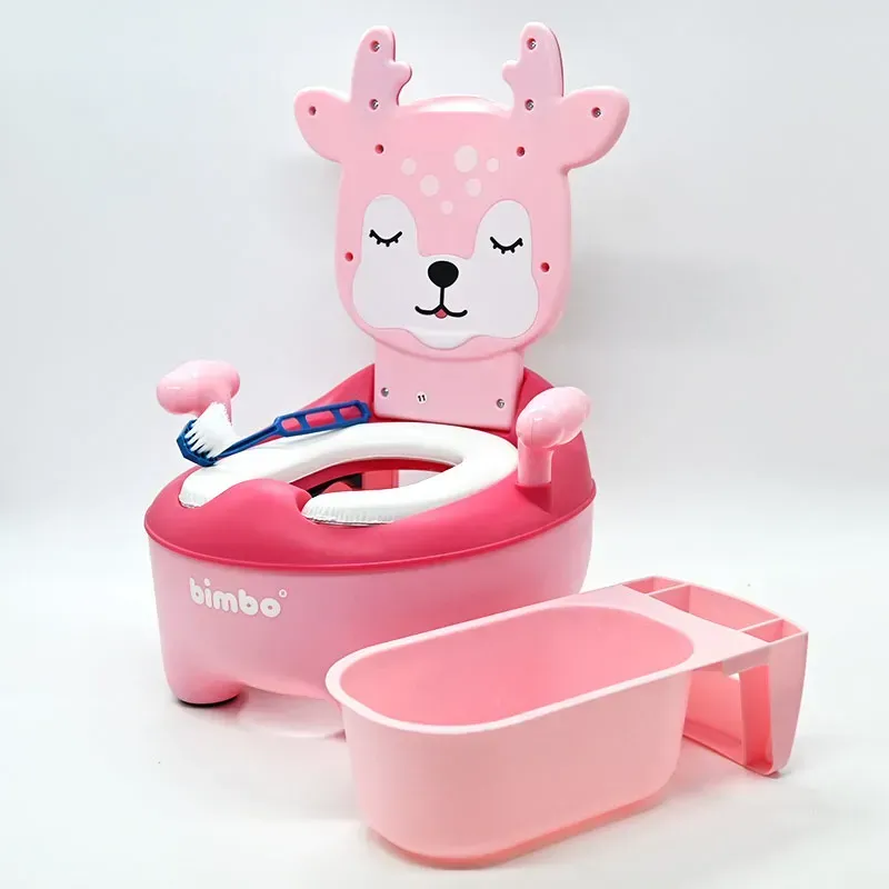 Горшок детский с мягким сиденьем Bimbo L-27302 спинка/съемный резервуар Олень (L-27302) - фото 5