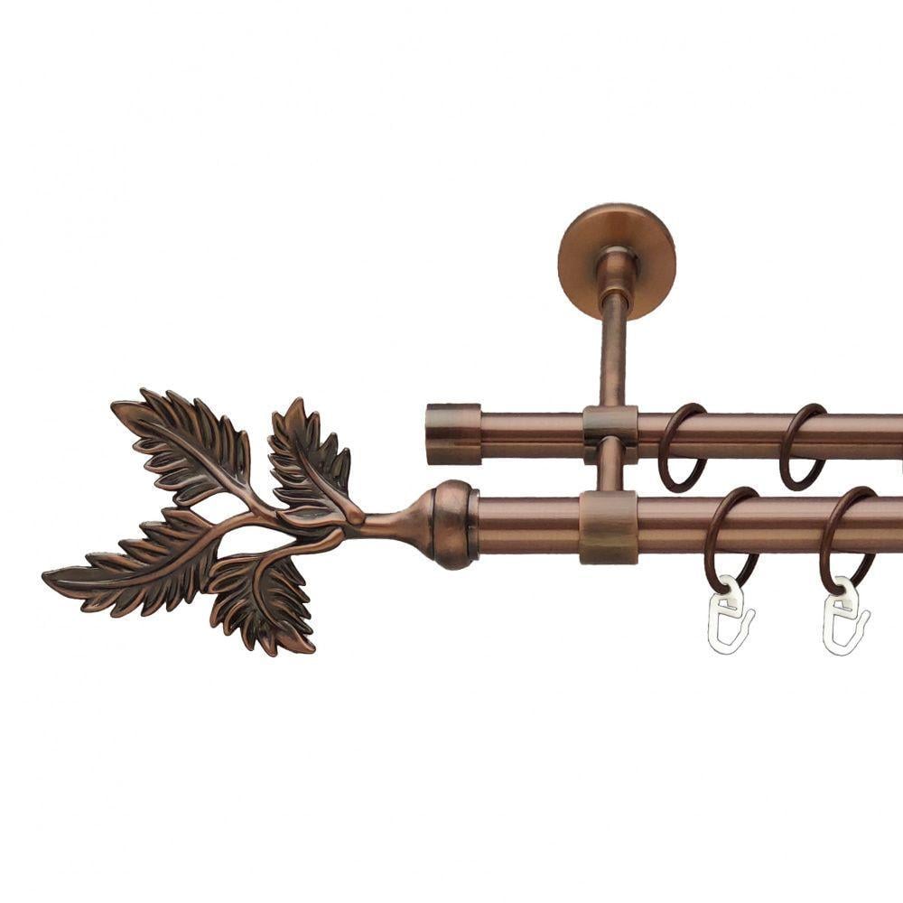 Карниз для штор Orvit Папоротник двухрядный гладкий 19\16 мм 160 см Античная медь (00-00012003)