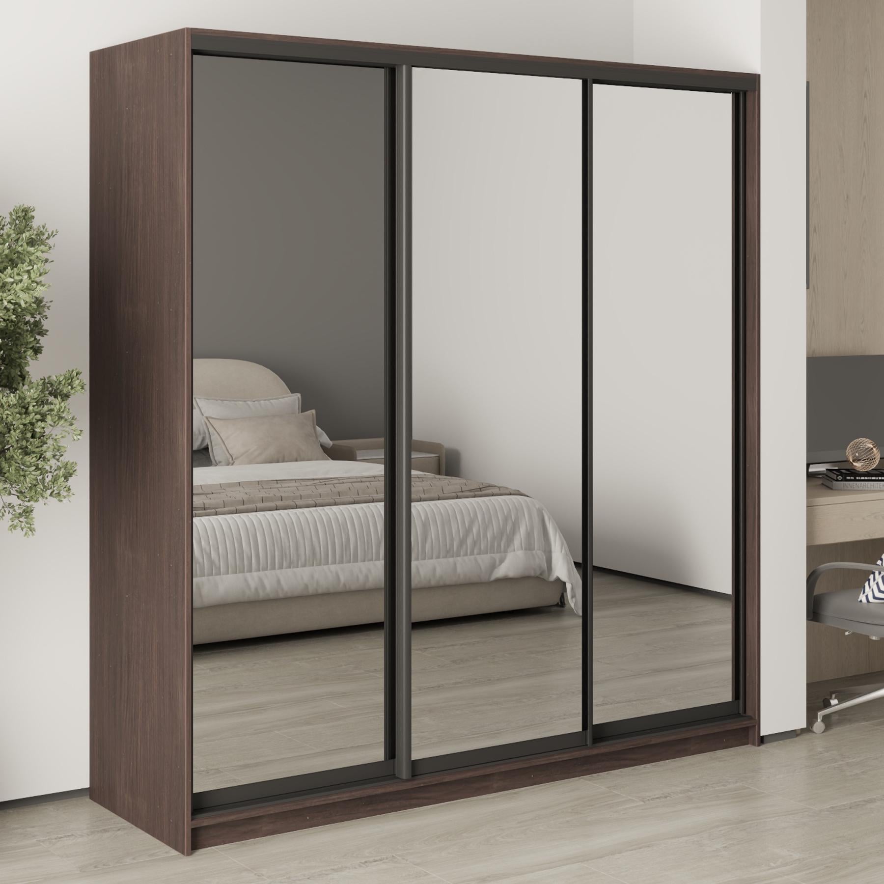 Шкаф-купе трехдверный MebelStar Стандарт BG 3 Зеркала 200x45x210 см Дуб ристрето (MBS-8510)