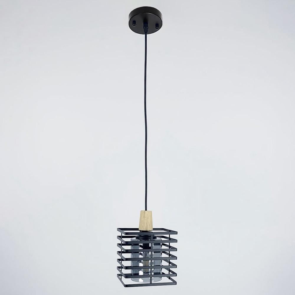 Люстра підвісна LNF-17528/1P BK/GR з чорним корпусом та графітовим плафоном