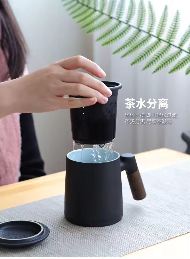 Чашка-заварник для чая керамическая с фильтром/ситом и крышкой 450 мл Черный (782734) - фото 5 Чашка-заварник для чая керамическая с фильтром/ситом и крышкой 450 мл Черный (782734) - фото 5